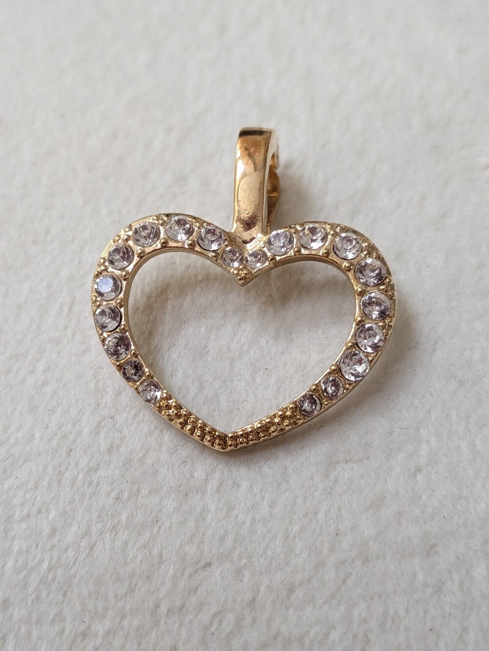 Vintage ROMAN Gold Tone CZ Heart Necklace Enhancer